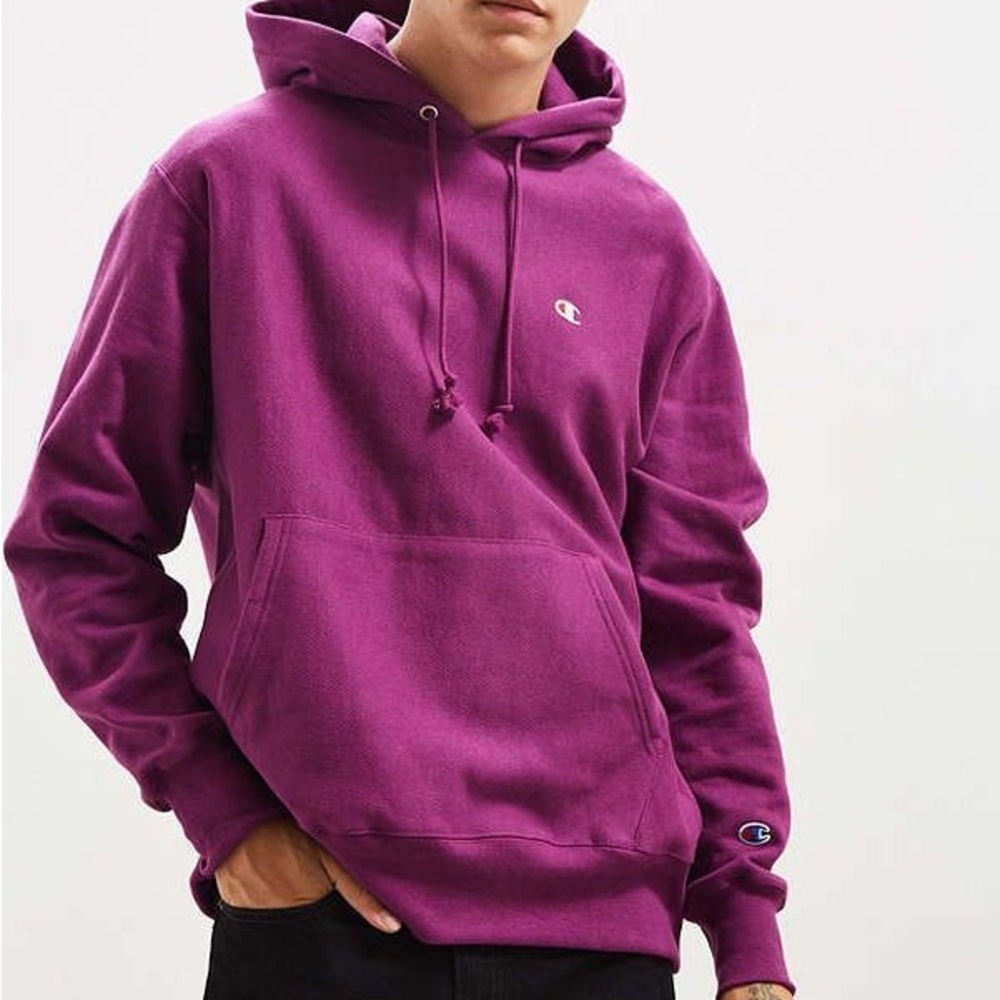 Champion Reverse Weave Pullover Hoodie Magenta Purple Size Medium